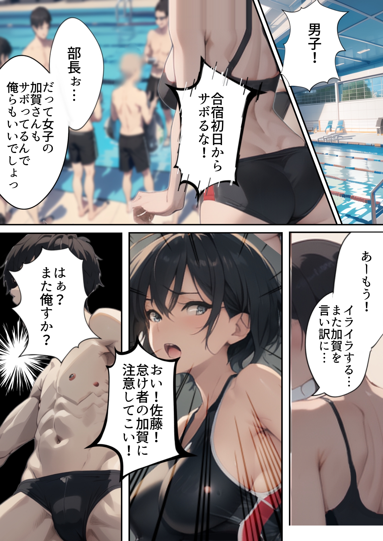 開業！寝取られ精液プール〜天才水泳女子は合宿サボるもチャラ男集団にナンパされ開業前のプール「白濁精液プール」に浸らされ孕む！男子部員に告白された合宿中に寝取られる話 無料立ち読み5