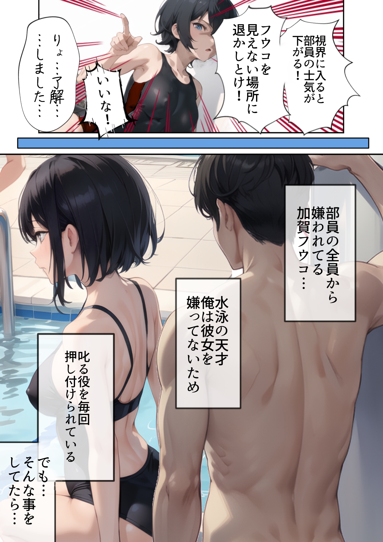 開業！寝取られ精液プール〜天才水泳女子は合宿サボるもチャラ男集団にナンパされ開業前のプール「白濁精液プール」に浸らされ孕む！男子部員に告白された合宿中に寝取られる話 無料立ち読み7