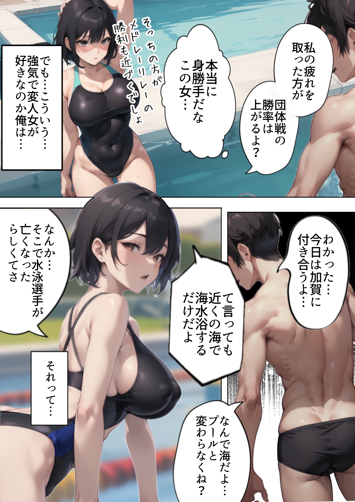 開業！寝取られ精液プール〜天才水泳女子は合宿サボるもチャラ男集団にナンパされ開業前のプール「白濁精液プール」に浸らされ孕む！男子部員に告白された合宿中に寝取られる話 無料立ち読み11