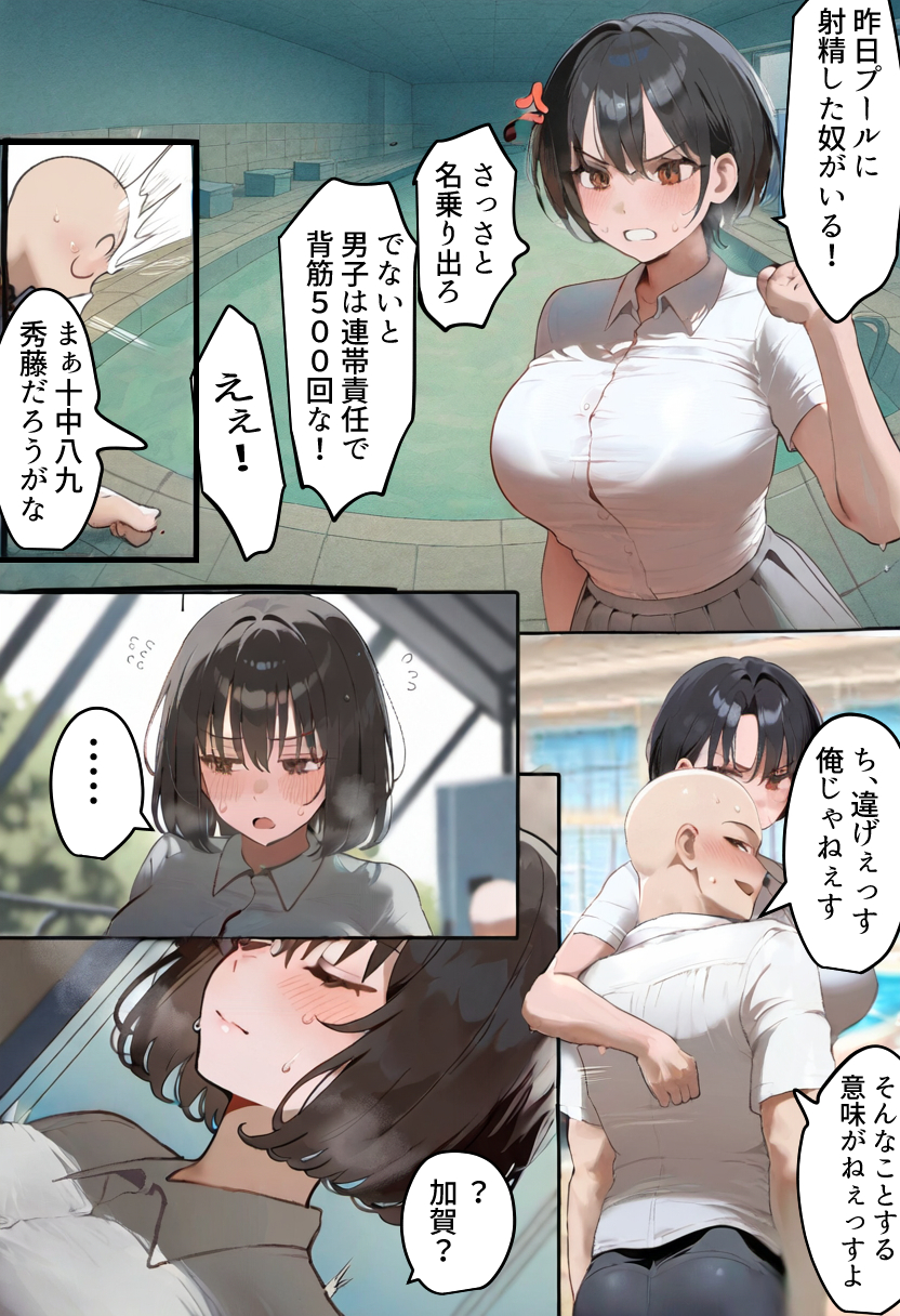 俺の爆乳競泳カノは大会裏で童貞坊主に筆下ろし強要され乳首イキから孕ませSEX漬けにされてた話 【寝取られ精液プール2】 無料立ち読み10