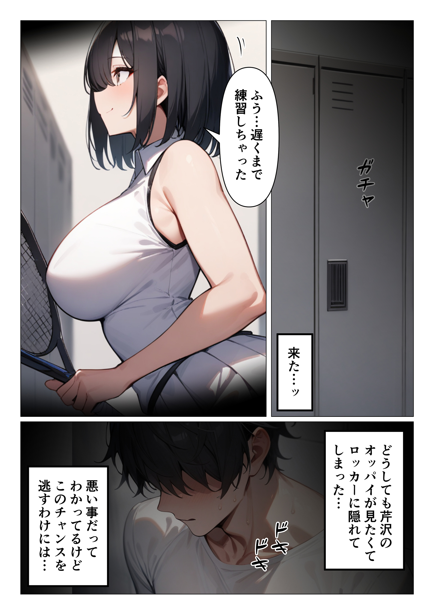 テニス部の小悪魔後輩に覗きがバレてセックスが始まったお話 無料立ち読み1