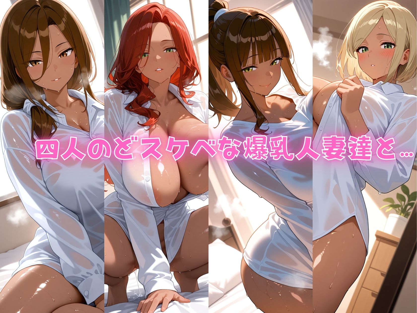 4人の褐色人妻と彼シャツ朝から汗だくSEX 無料立ち読み4
