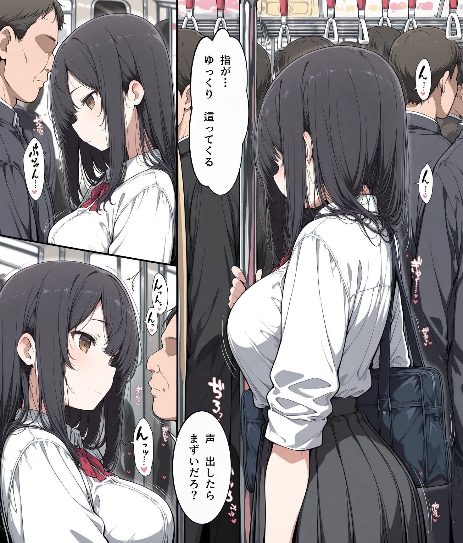 黒髪清楚女子校生が、朝の満員電車で太ももを執拗に撫で回されて痴●された話 無料立ち読み16