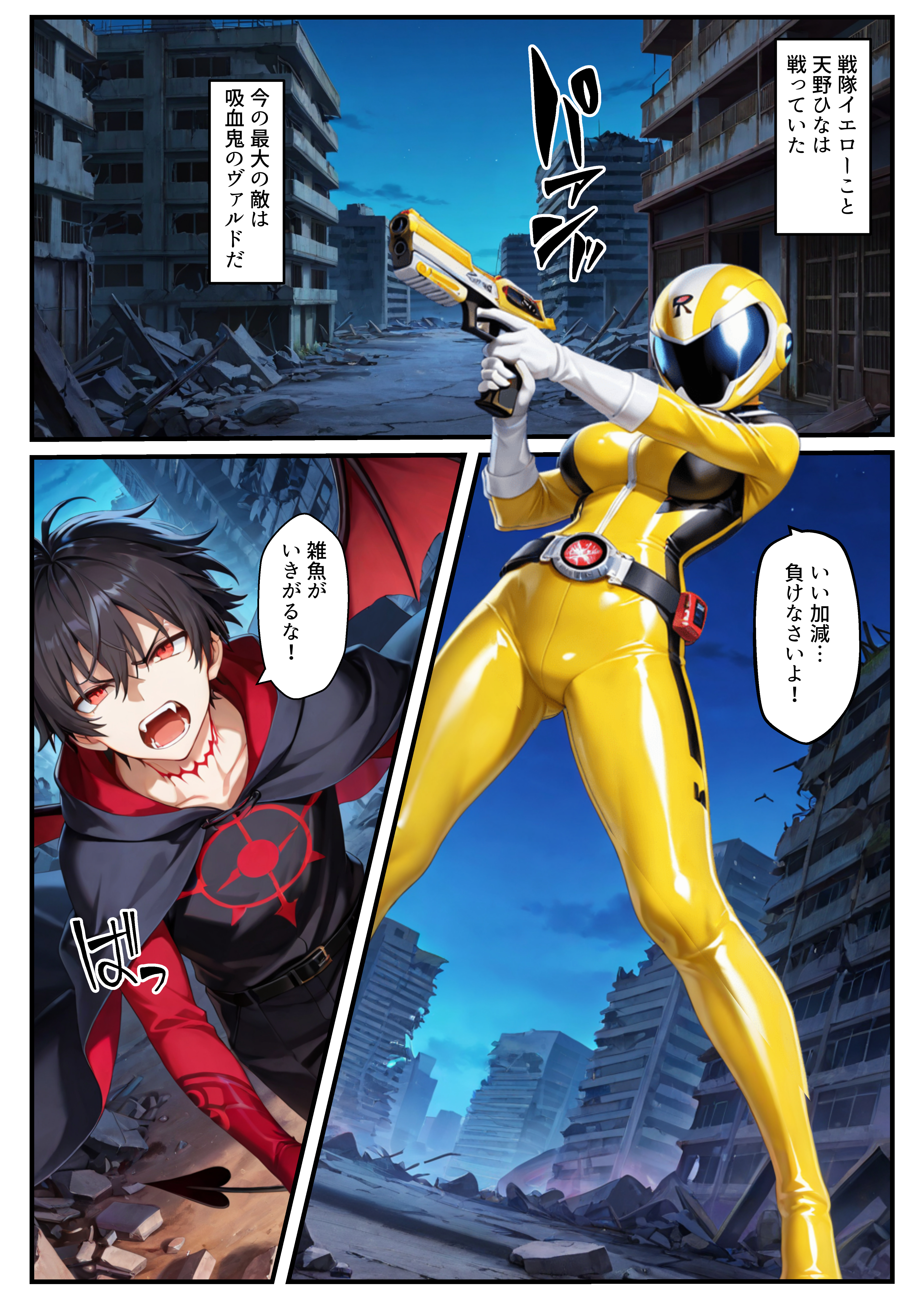 戦隊イエロー吸血鬼堕ち〜悪堕ちした変身ヒロインは牙と翼を身につける〜 無料立ち読み1